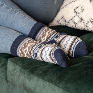 Blue mix nordic wool blend winter socks by Peace of Mind